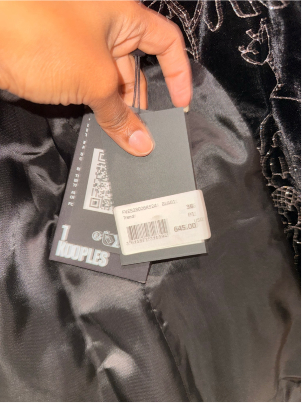 Women's The Kooples Floral Velvet Pantsuit Black Silver Size XS - Picture 8 of 13